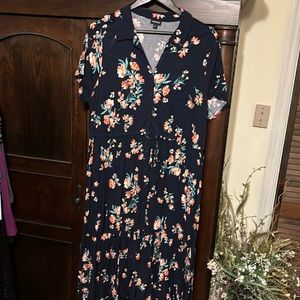 Torrid midi shirt dress - navy floral